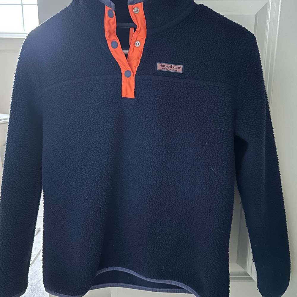 Vineyard Vines Navy and Orange three button fleece